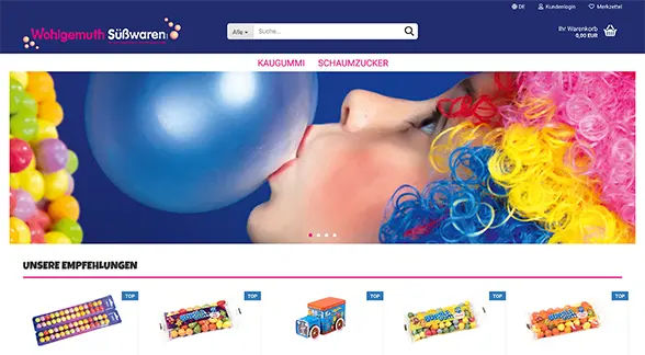 Screenshot der Website von Wohlgemuth Süßwaren
